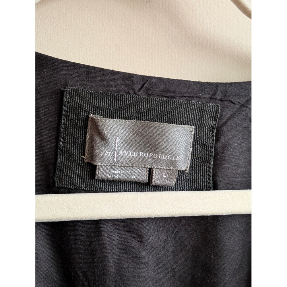 Anthropologie Katerina Button-Front Dress Maxi Dress Black Cotton V-Neck Large - Picture 8 of 10